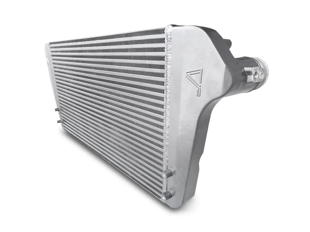 A close up of the side of a car radiator