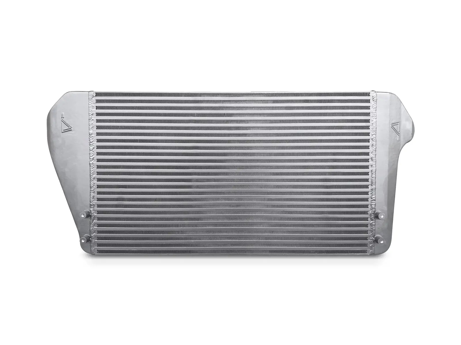 A silver radiator is shown on the side of a car.