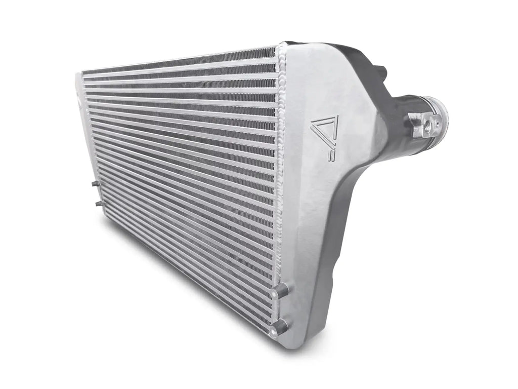 A close up of the side of a car radiator