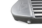 A close up of the side of an aluminum radiator.