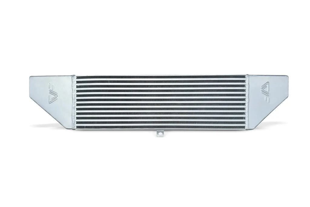 A silver radiator is shown with the top of it.