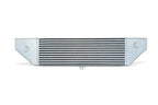 A silver radiator is shown with the top of it.