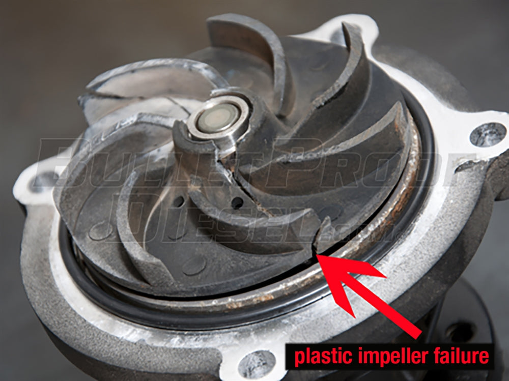 A plastic impeller is shown with the words " plastic impeller to be replaced."