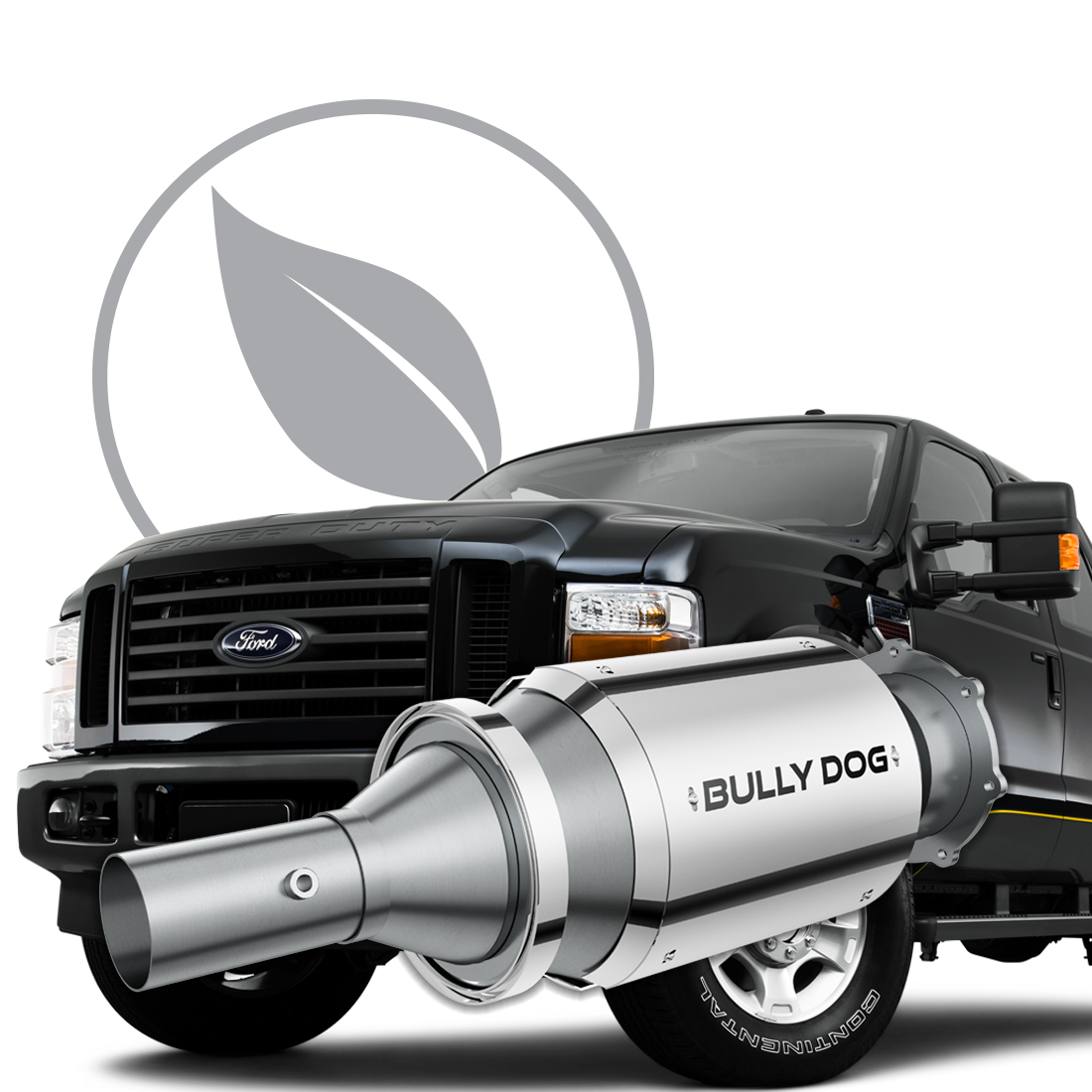 A truck with the exhaust system of a car.