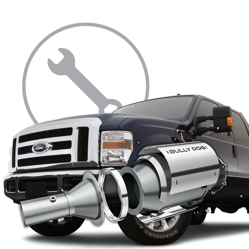 A truck with the exhaust system on it