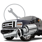 A truck with the exhaust system on it