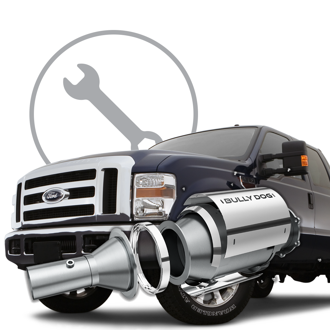A truck with the exhaust system on it