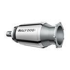 A picture of the front end of a catalytic converter.