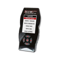 An SCT 7015 X4 Power Flash Programmer with a black casing and a digital display showing the main menu with options for 'Program Vehicle', 'Gauges / DataLog', 'Vehicle Diagnostics', 'Device Info', and 'Device Settings'.