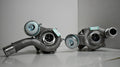 A couple of turbo chargers are on the floor