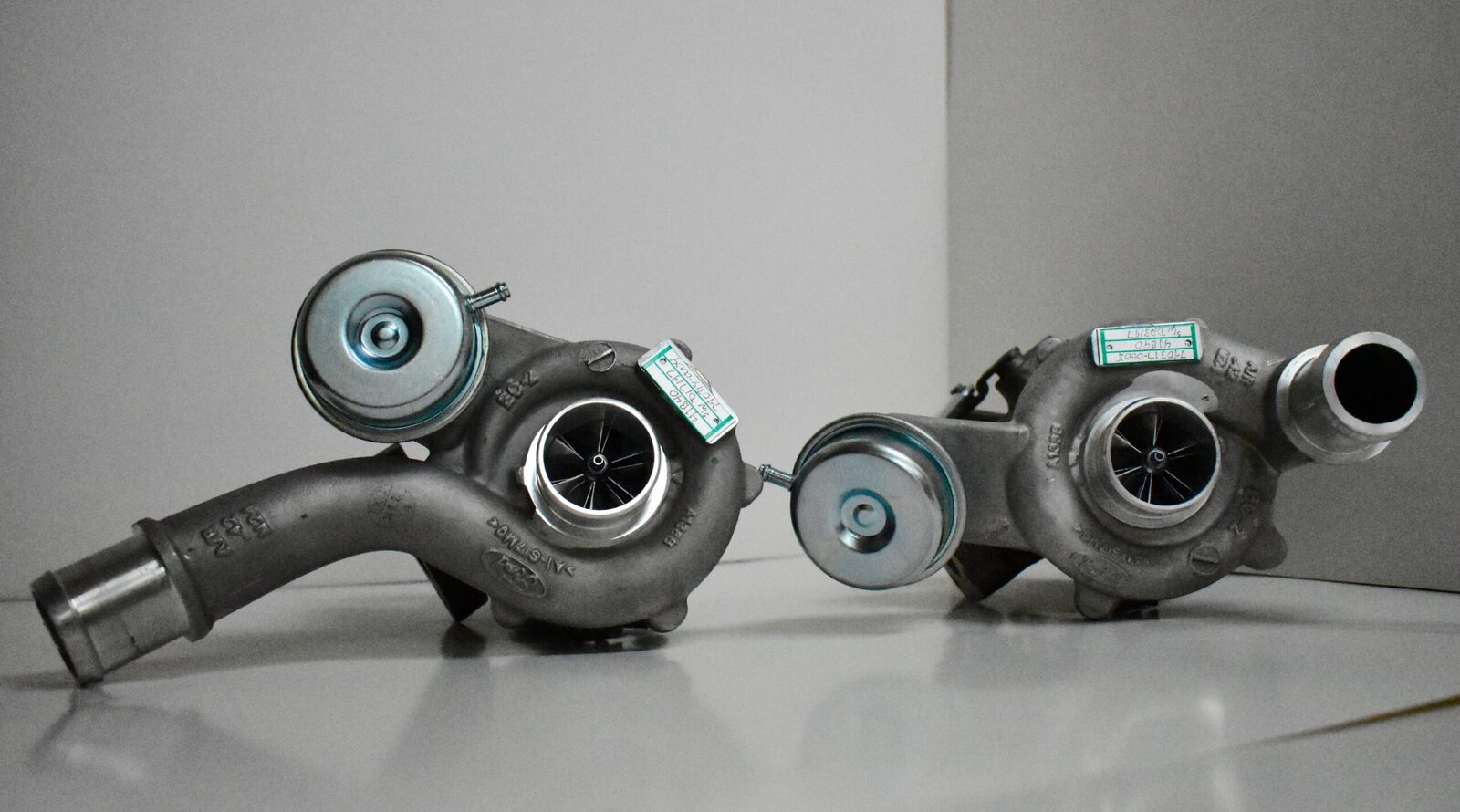 A couple of turbo chargers are on the floor